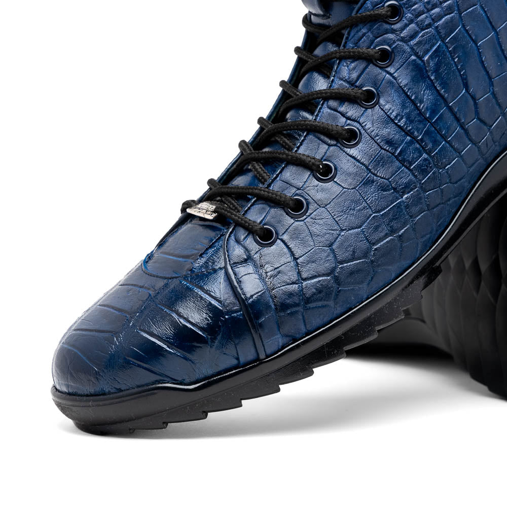 Marco Di Milano Hermond Navy Alligator High-Top Sneakers - Dudes Boutique