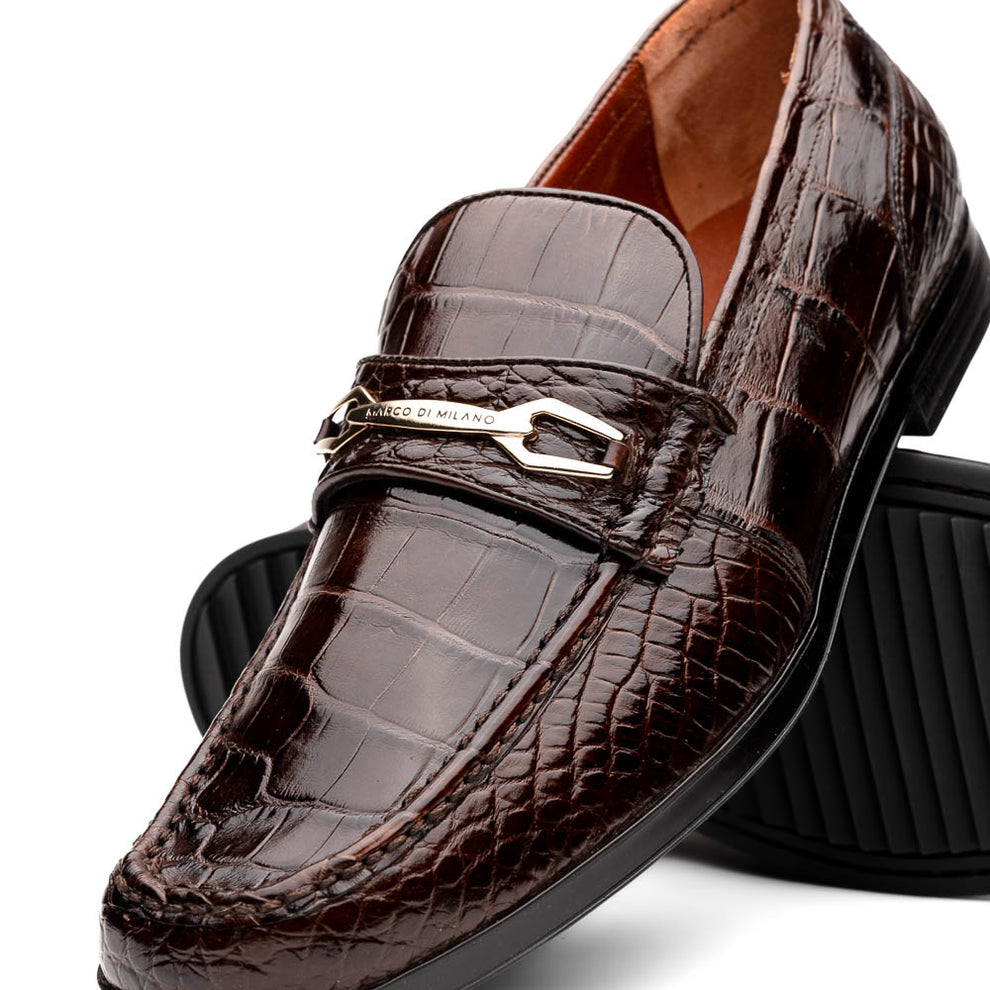 Marco Di Milano Hugo Brown Alligator Bit Loafers - Dudes Boutique