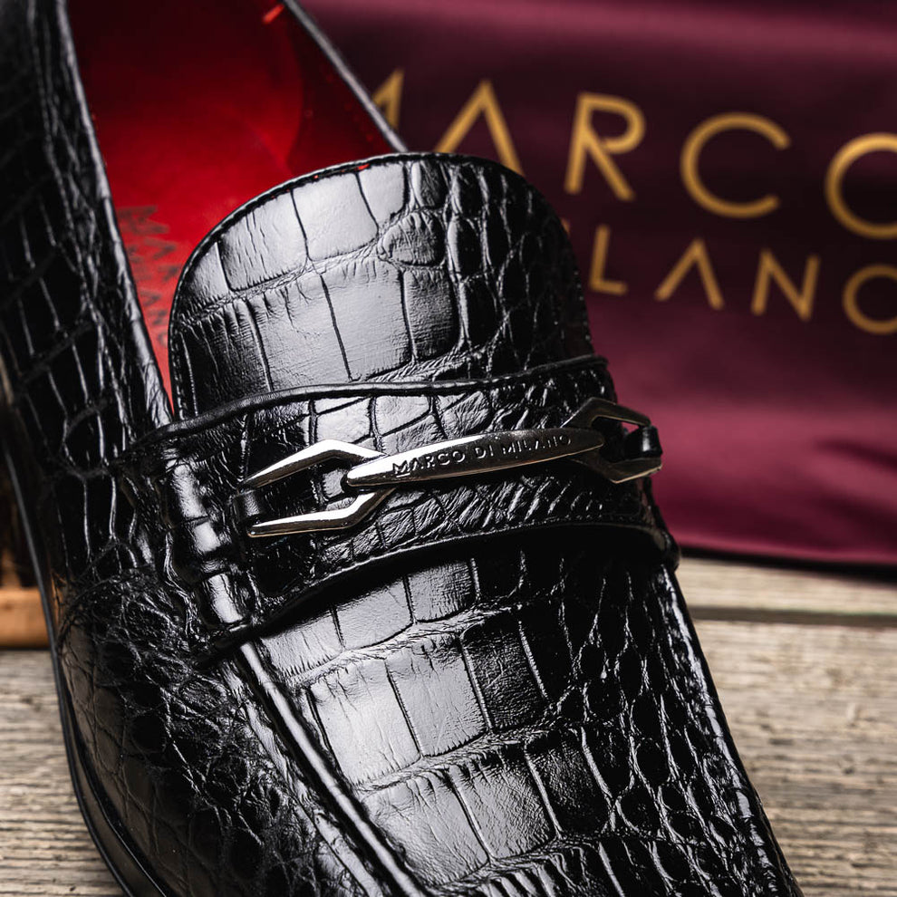 Marco Di Milano Hugo Black Alligator Bit Loafers - Dudes Boutique