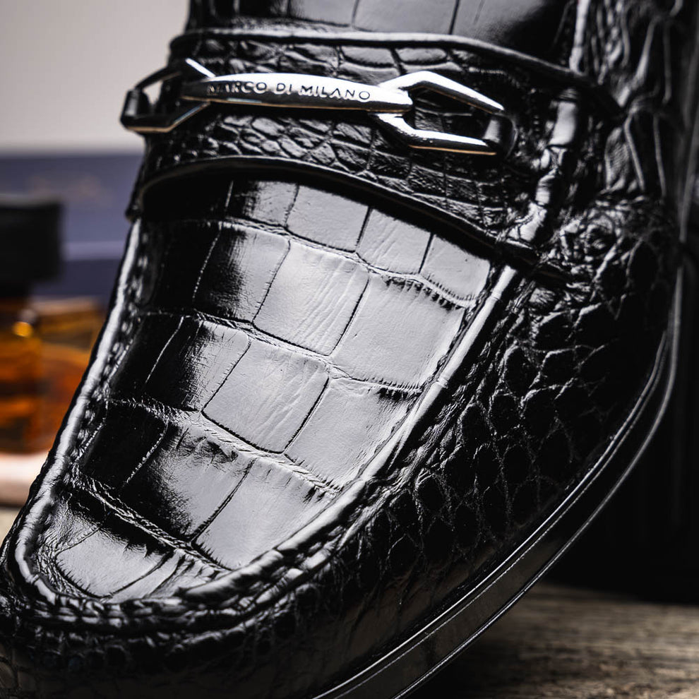 Marco Di Milano Hugo Black Alligator Bit Loafers - Dudes Boutique