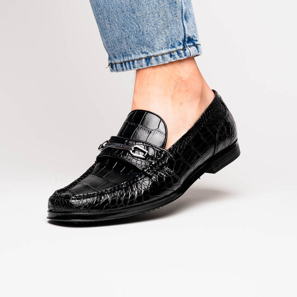 Marco Di Milano Hugo Black Alligator Bit Loafers - Dudes Boutique