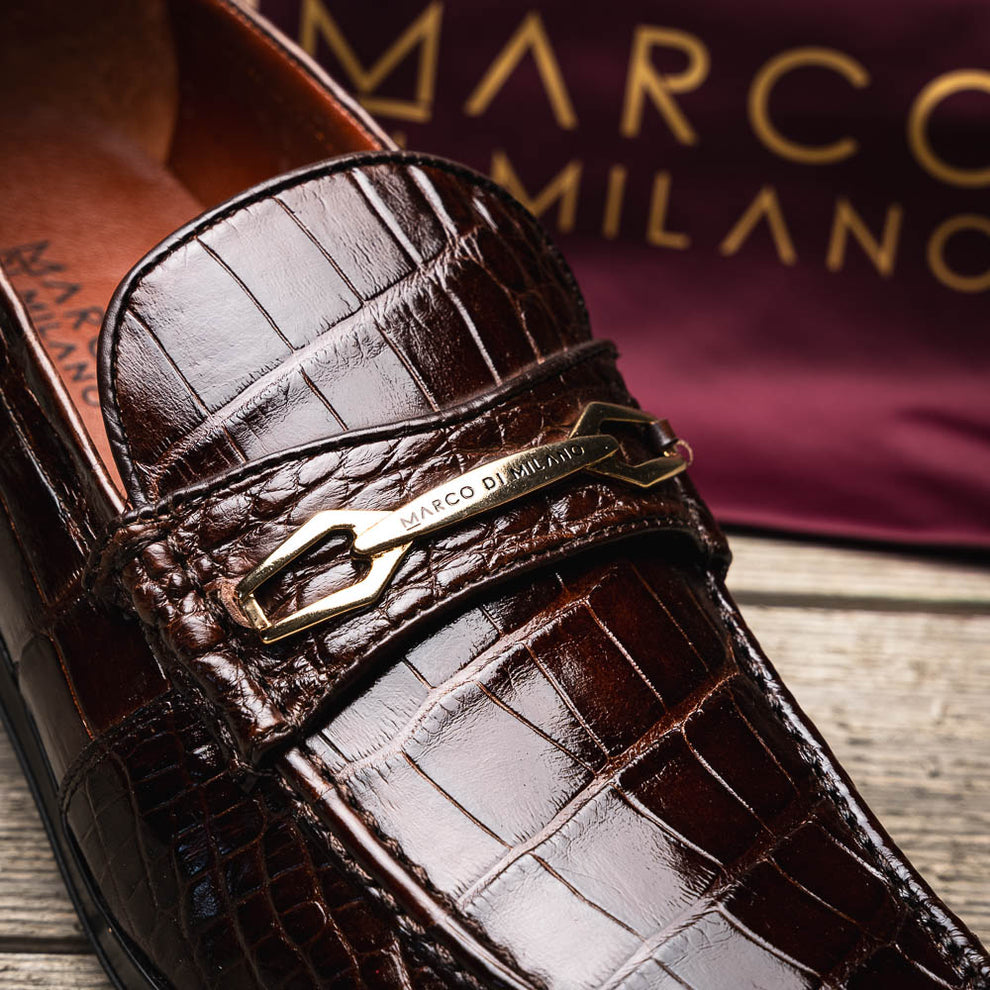 Marco Di Milano Hugo Brown Alligator Bit Loafers - Dudes Boutique