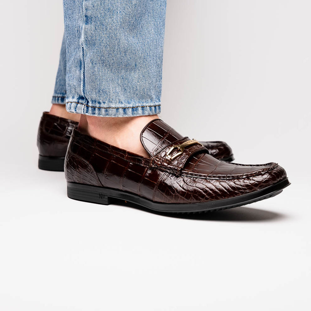 Marco Di Milano Hugo Brown Alligator Bit Loafers - Dudes Boutique