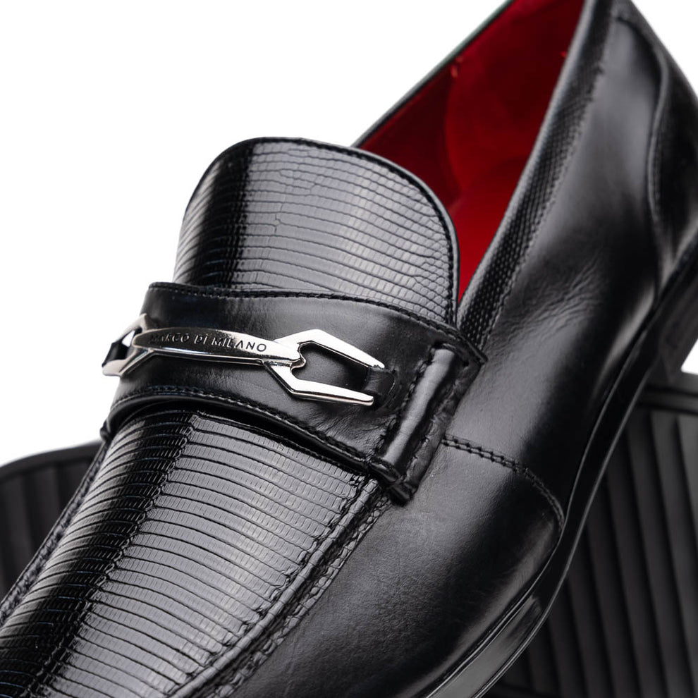 Marco Di Milano Hugo Black Lizard & Calfskin Bit Loafers - Dudes Boutique