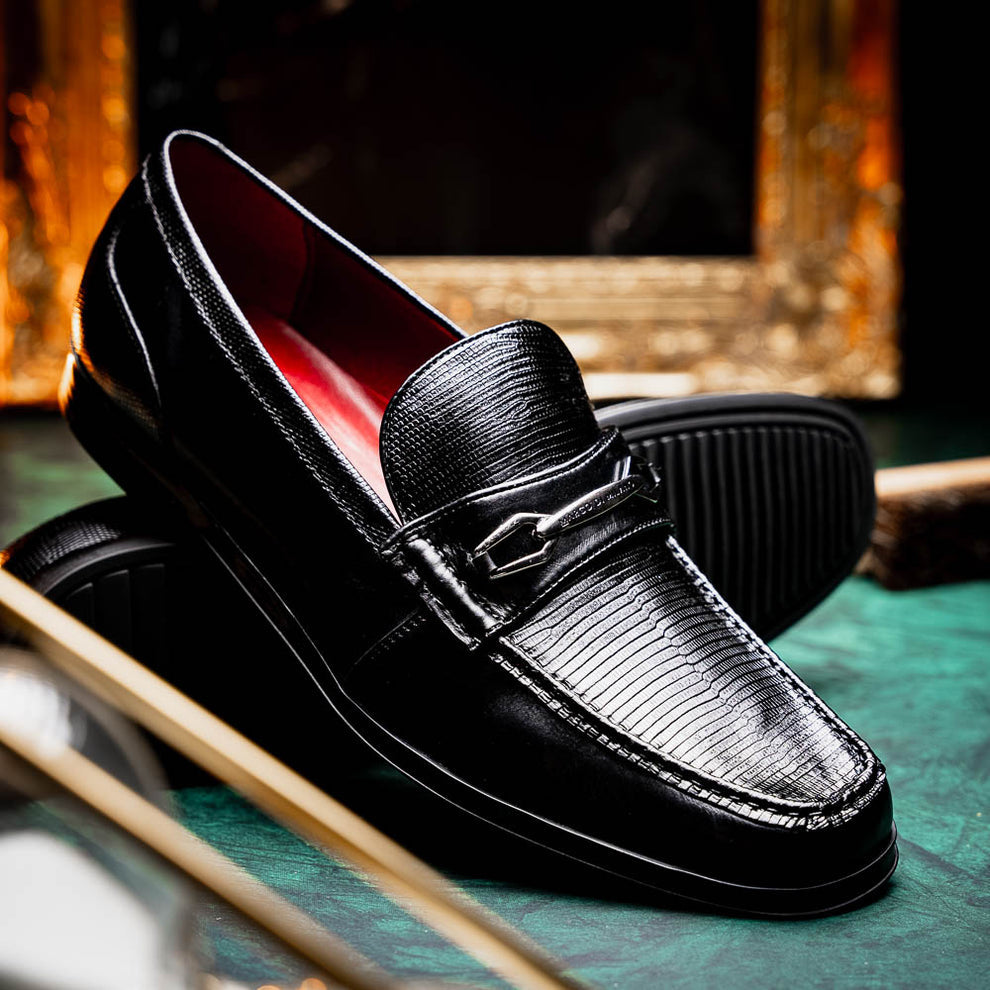 Marco Di Milano Hugo Black Lizard & Calfskin Bit Loafers - Dudes Boutique