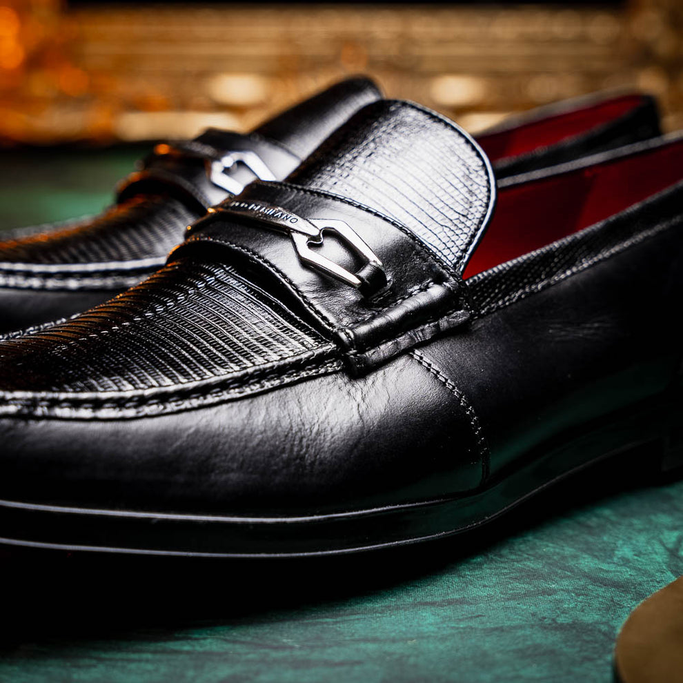 Marco Di Milano Hugo Black Lizard & Calfskin Bit Loafers - Dudes Boutique