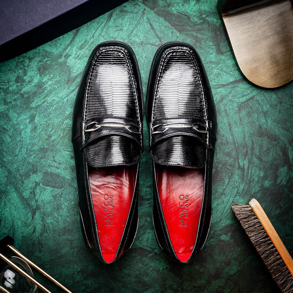 Marco Di Milano Hugo Black Lizard & Calfskin Bit Loafers - Dudes Boutique