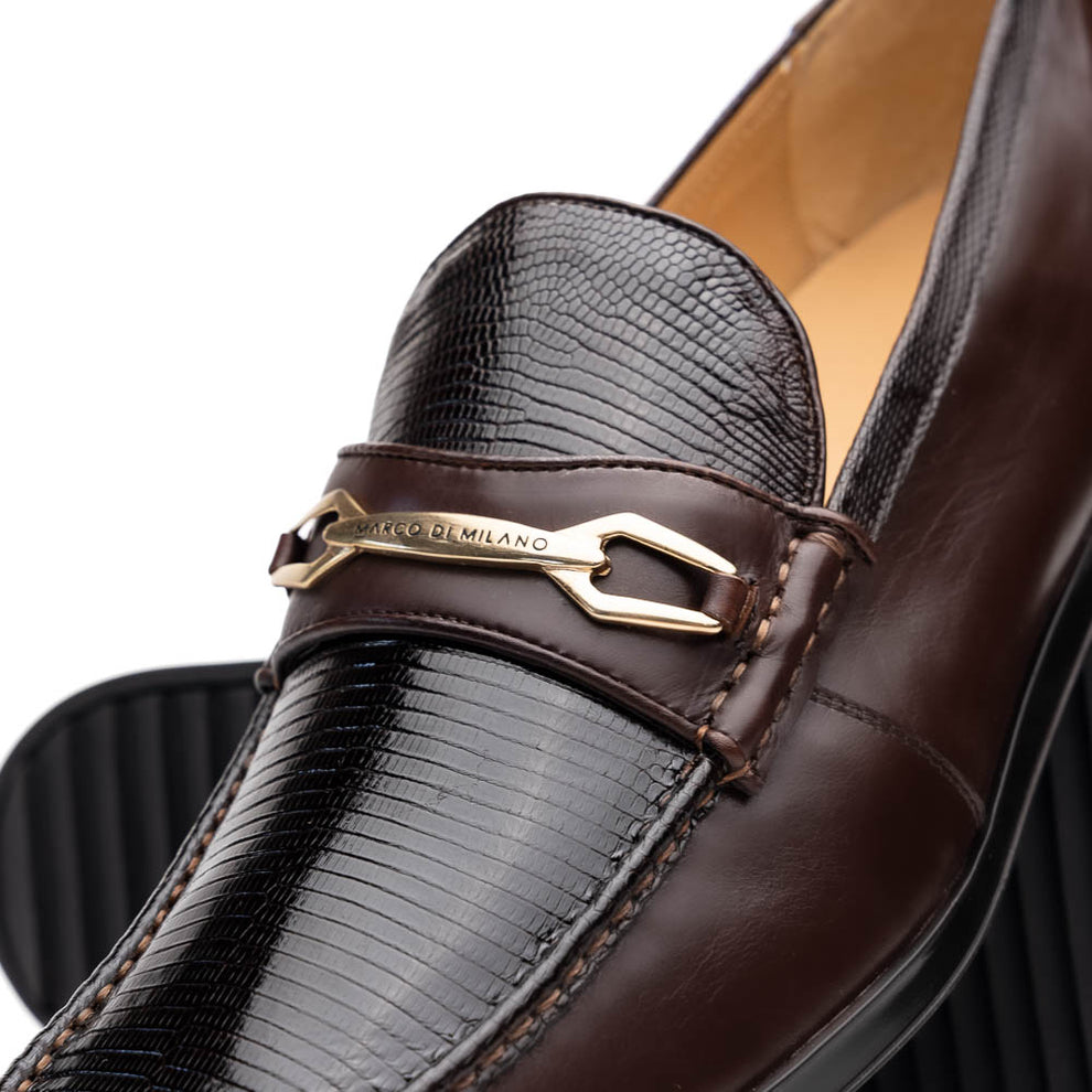 Marco Di Milano Hugo Brown Lizard & Calfskin Bit Loafers - Dudes Boutique