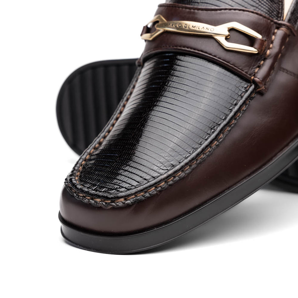 Marco Di Milano Hugo Brown Lizard & Calfskin Bit Loafers - Dudes Boutique