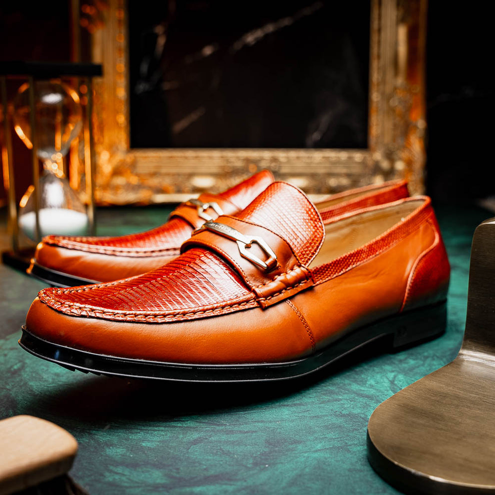 Marco Di Milano Hugo Cognac Lizard & Calfskin Bit Loafers - Dudes Boutique