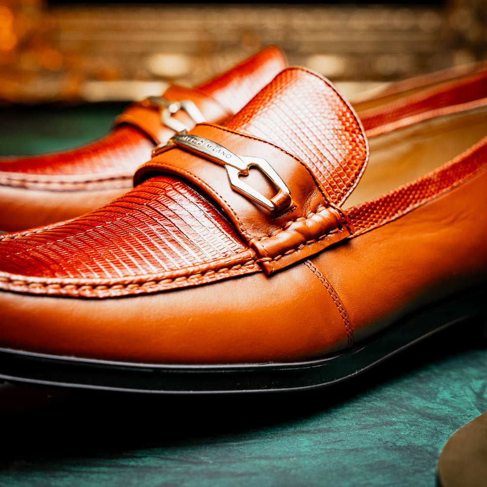 Marco Di Milano Hugo Cognac Lizard & Calfskin Bit Loafers - Dudes Boutique