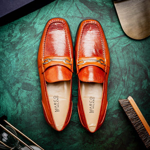 Marco Di Milano Hugo Cognac Lizard & Calfskin Bit Loafers - Dudes Boutique