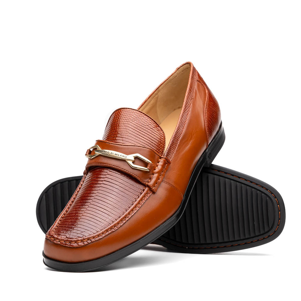 Marco Di Milano Hugo Cognac Lizard & Calfskin Bit Loafers - Dudes Boutique