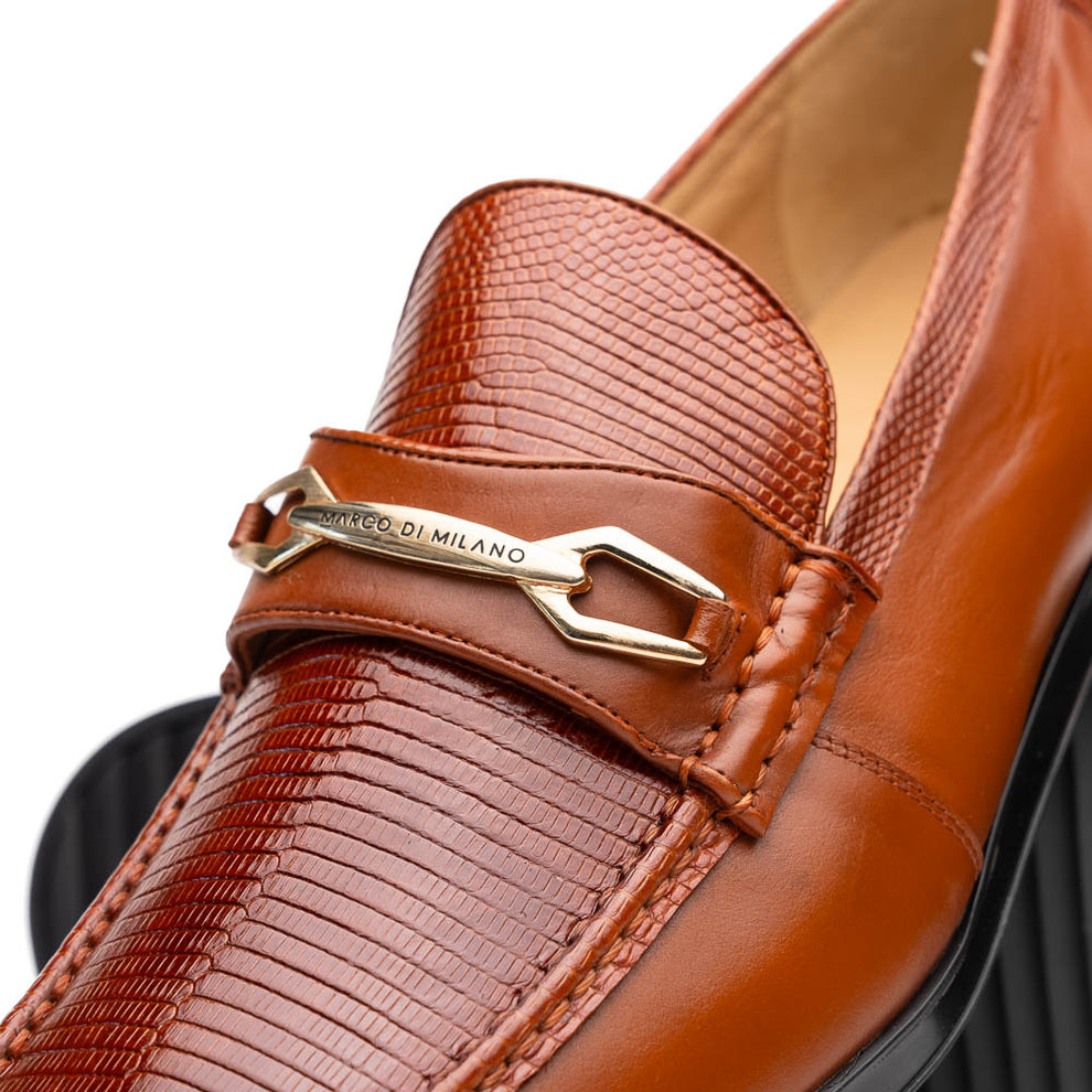 Marco Di Milano Hugo Cognac Lizard & Calfskin Bit Loafers - Dudes Boutique