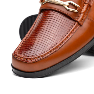 Marco Di Milano Hugo Cognac Lizard & Calfskin Bit Loafers - Dudes Boutique