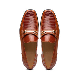 Marco Di Milano Hugo Cognac Lizard & Calfskin Bit Loafers - Dudes Boutique