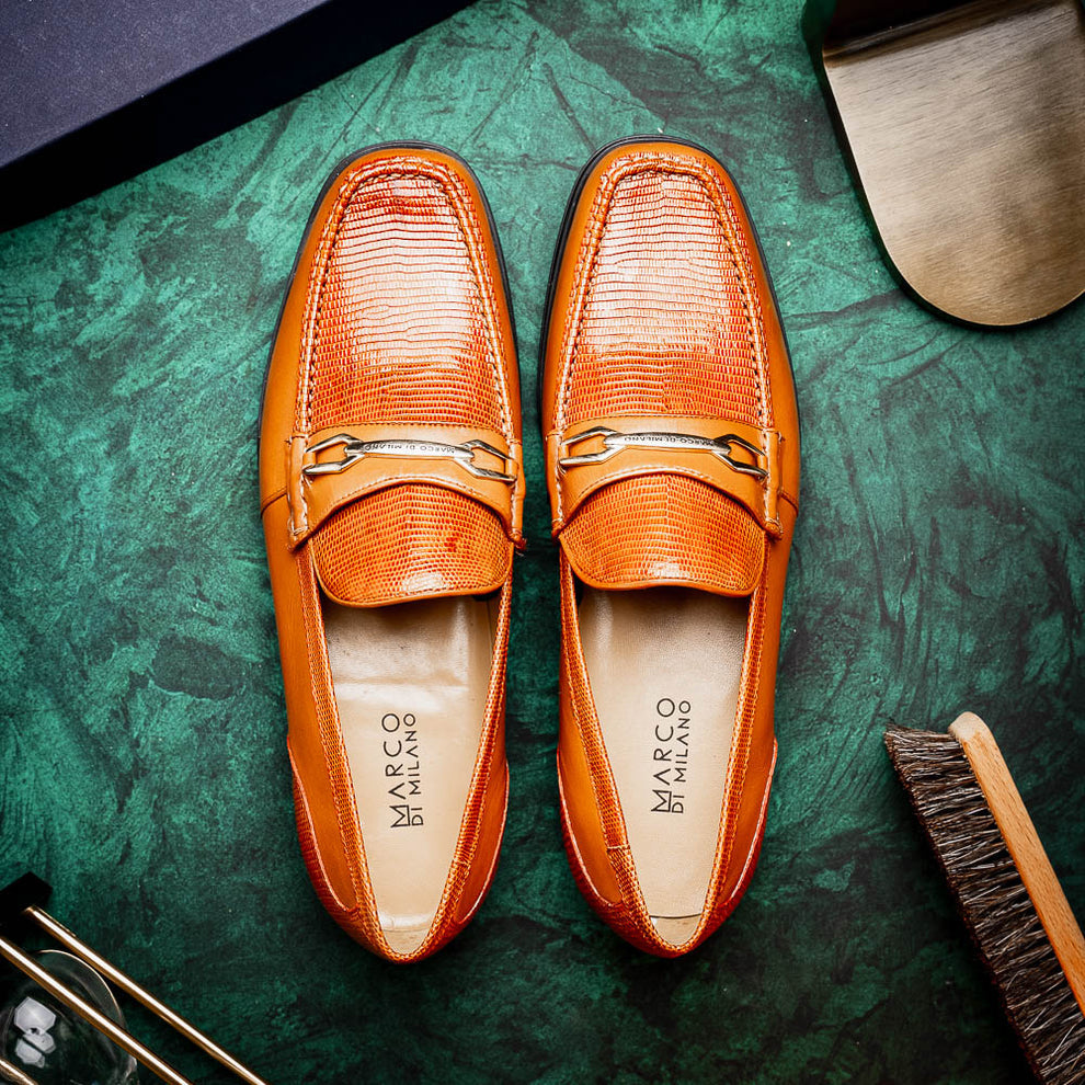 Marco Di Milano Hugo Honey Lizard & Calfskin Bit Loafers - Dudes Boutique