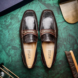 Marco Di Milano Hugo Brown Lizard & Calfskin Bit Loafers - Dudes Boutique