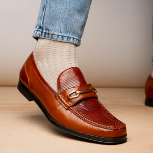 Marco Di Milano Hugo Cognac Lizard & Calfskin Bit Loafers - Dudes Boutique