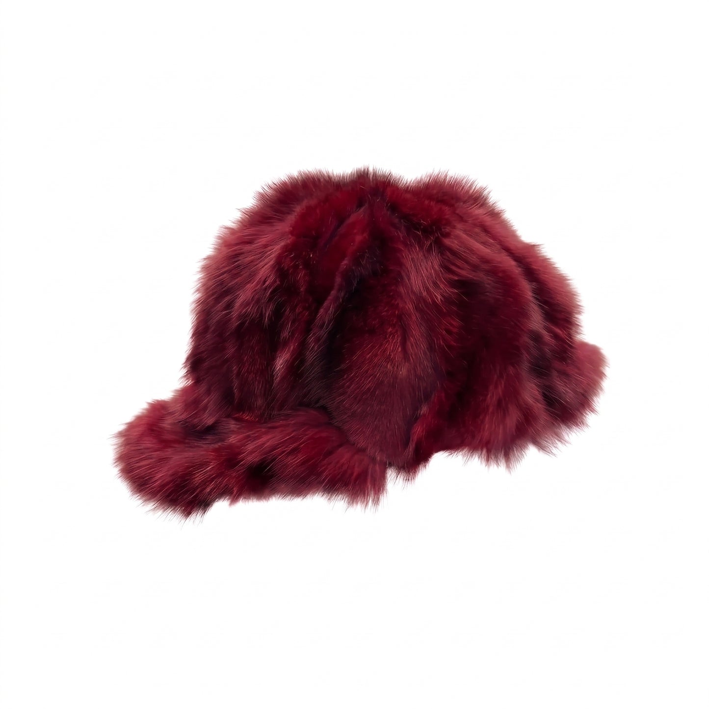 Kashani Wine Diamond Cut Fox Fur Baseball Hat