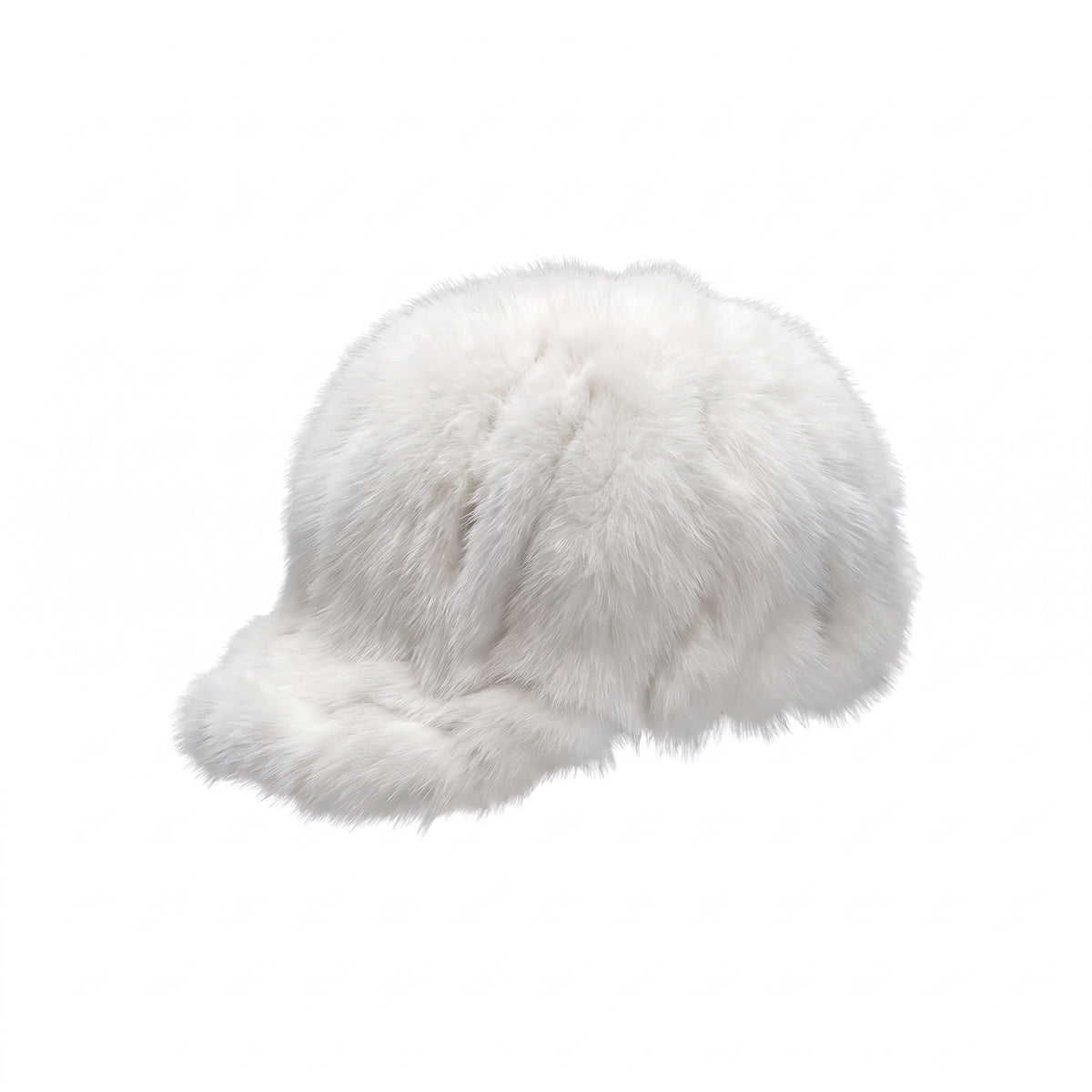 Kashani White Diamond Cut Fox Fur Baseball Hat