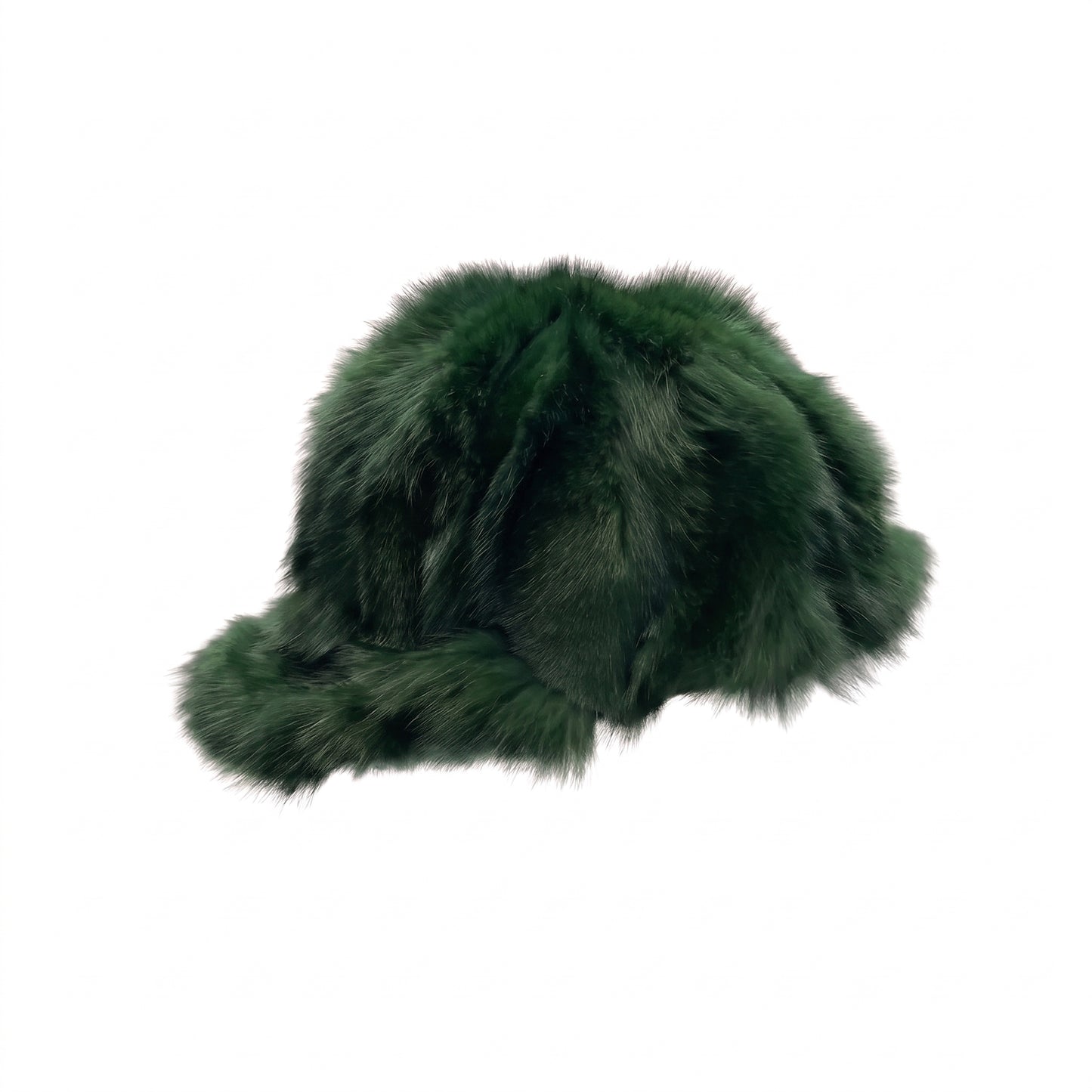 Kashani Green Diamond Cut Fox Fur Baseball Hat