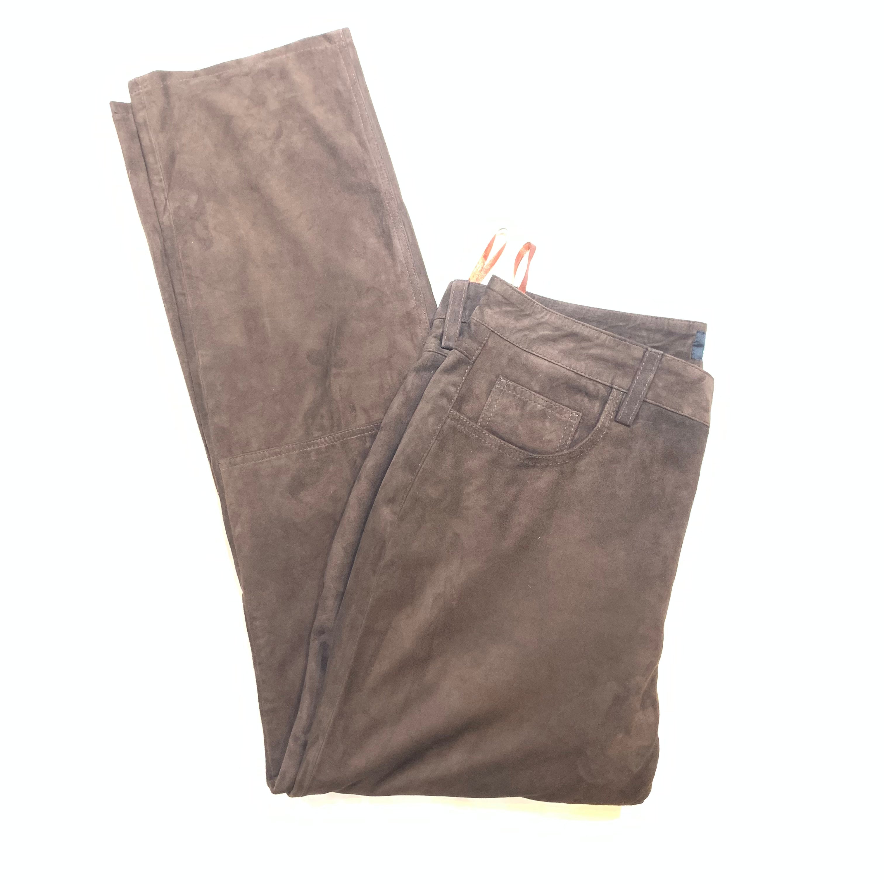 Kashani Men's Chocolate Brown Suede Straight Cut Pants - Dudes Boutique