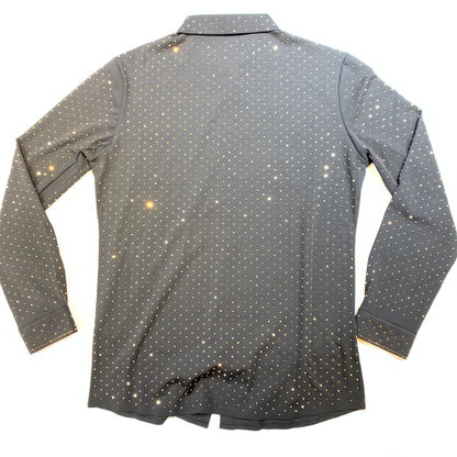Barocco Black/Gold Fully Loaded Crystal Button Up Shirt - Dudes Boutique