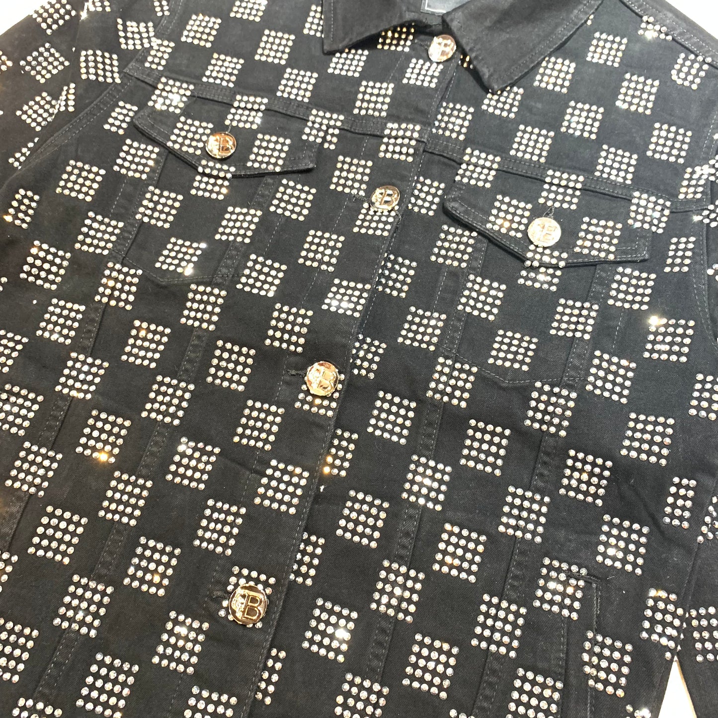 Barocco Black Silver Full Checkered Crystal Jacket - Dudes Boutique