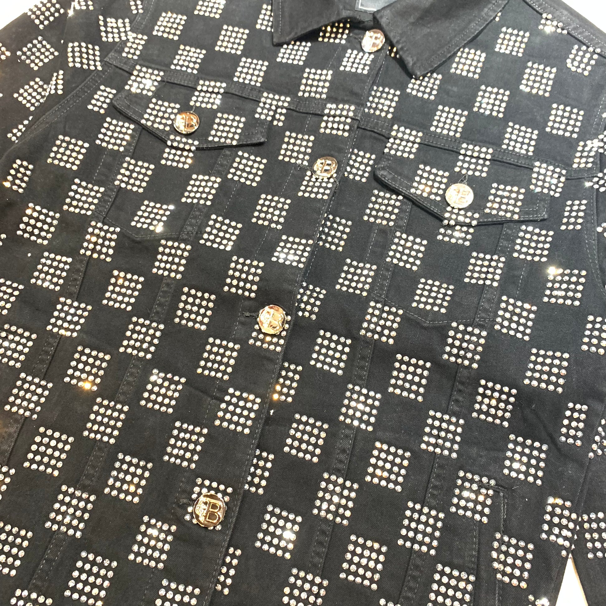 Barocco Black Silver Full Checkered Crystal Jacket - Dudes Boutique
