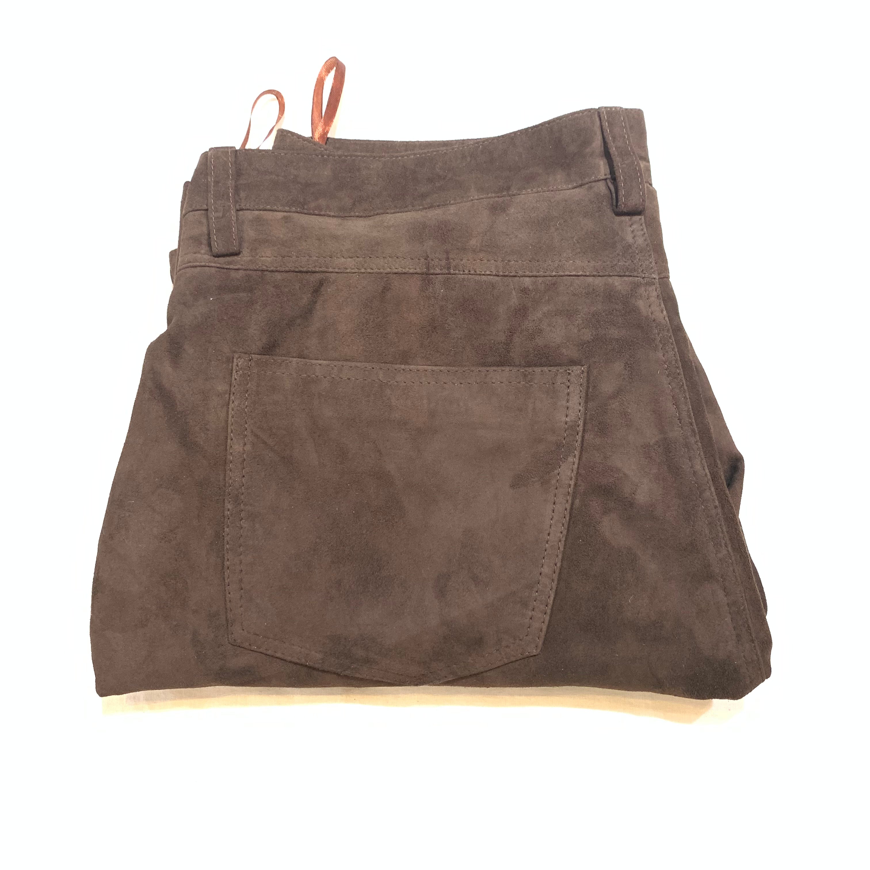 Kashani Men's Chocolate Brown Suede Straight Cut Pants - Dudes Boutique