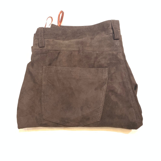 Kashani Men's Chocolate Brown Suede Straight Cut Pants - Dudes Boutique