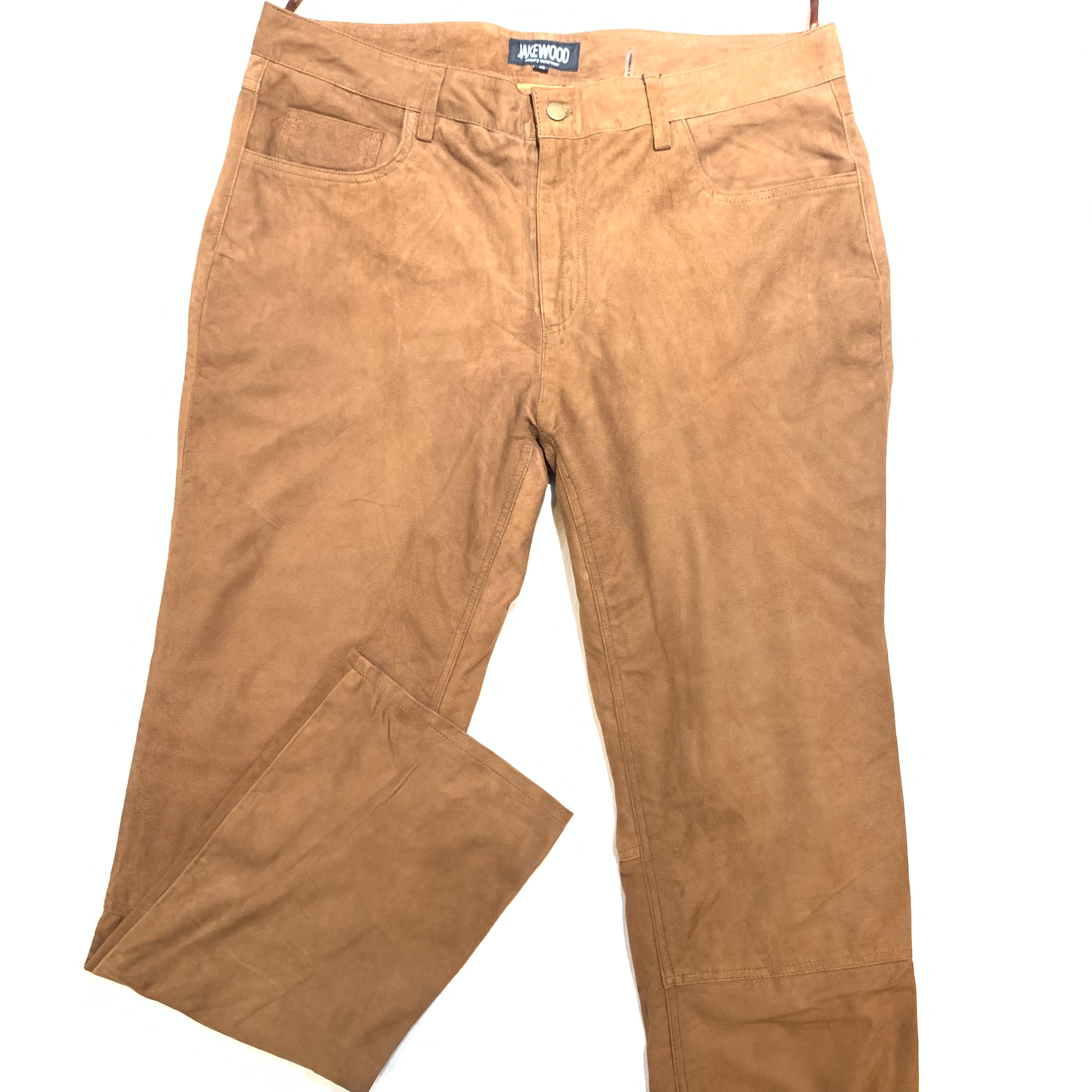 Kashani Men's Cognac Suede Straight Cut Pants - Dudes Boutique