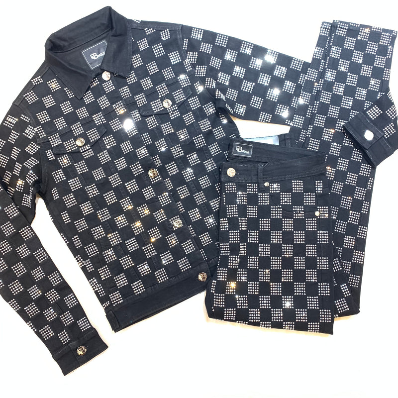 Barocco Black Silver Full Crystal Jacket - Dudes Boutique