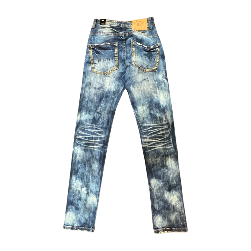 StreetzIzWatchin Ripped Stitched Straight Denim Jeans - Dudes Boutique