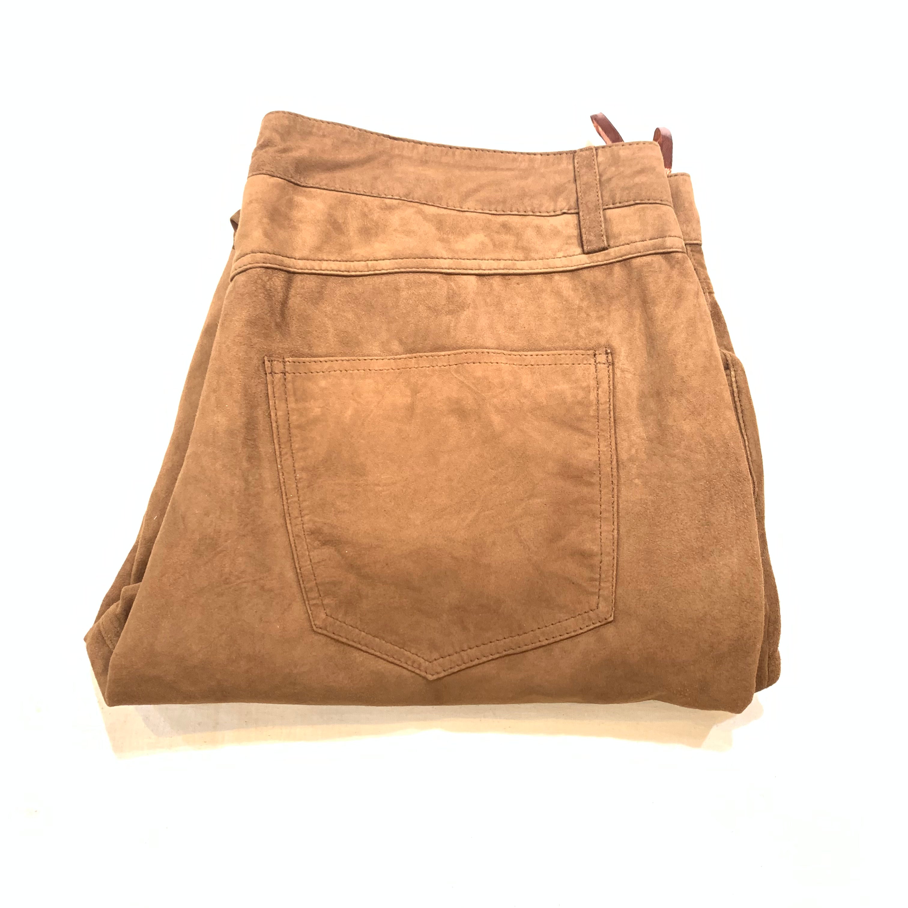 Kashani Men's Cognac Suede Straight Cut Pants - Dudes Boutique