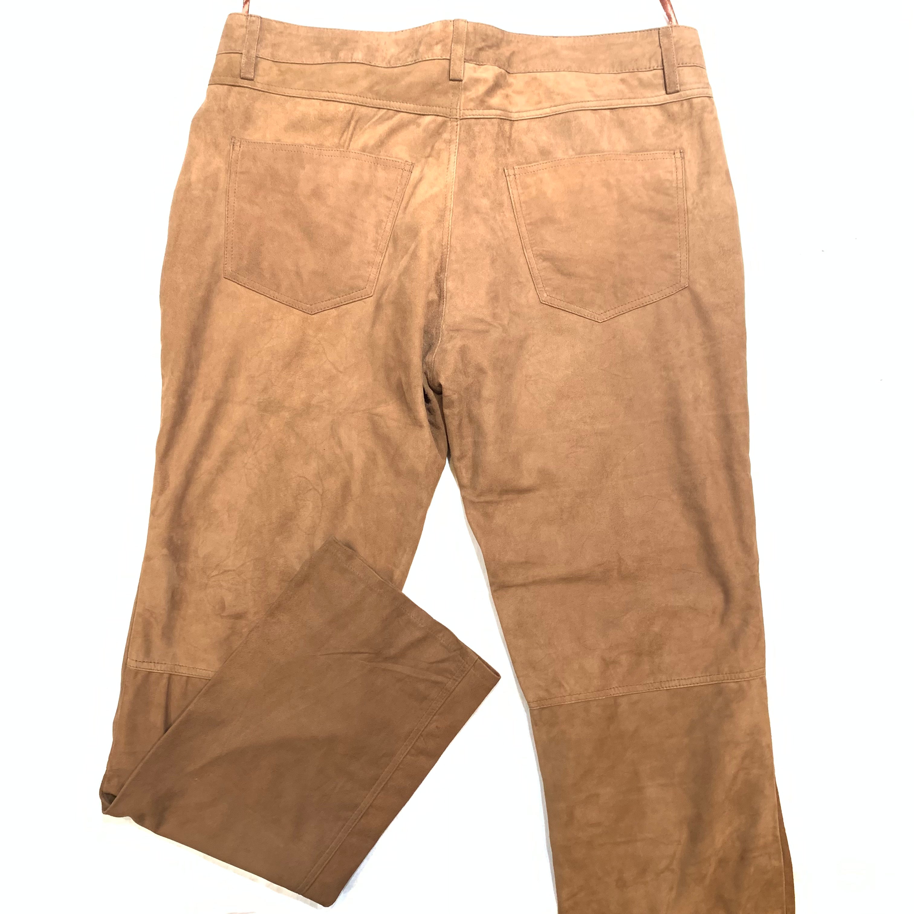 Kashani Men's Cognac Suede Straight Cut Pants - Dudes Boutique