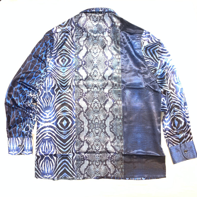Prestige Blue Exotic Skins Button Up Shirt - Dudes Boutique