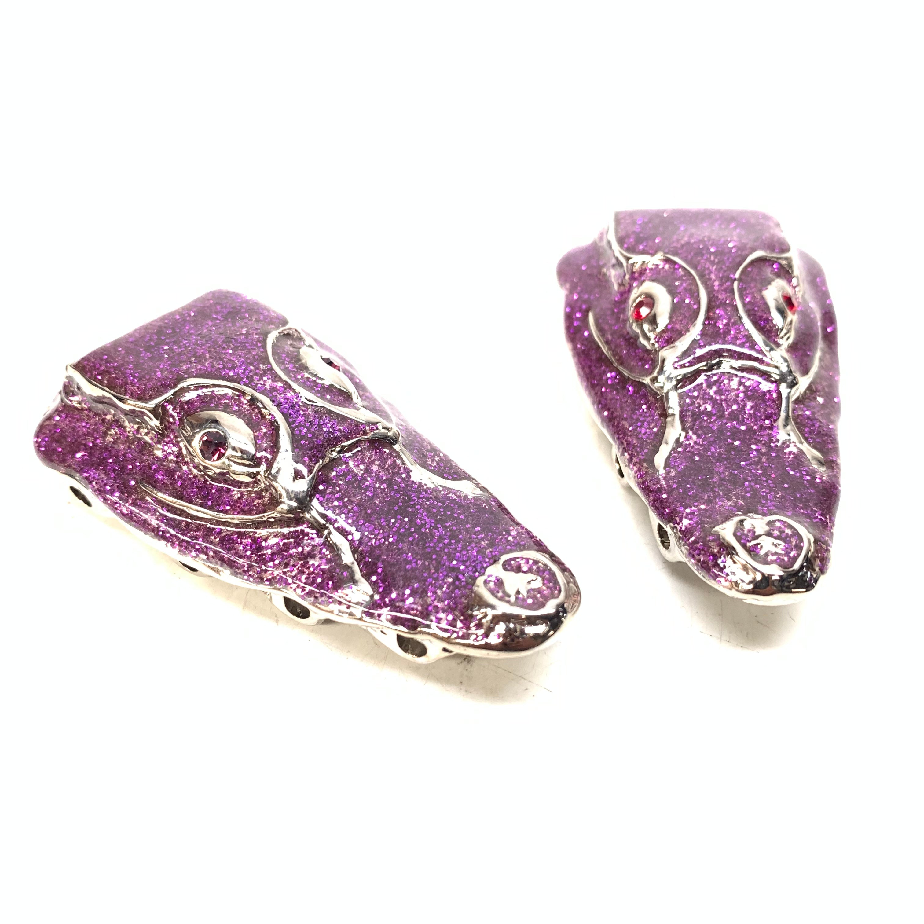 Mauri "Crystal Eye" Purple Gator Head Lace Holders - Dudes Boutique