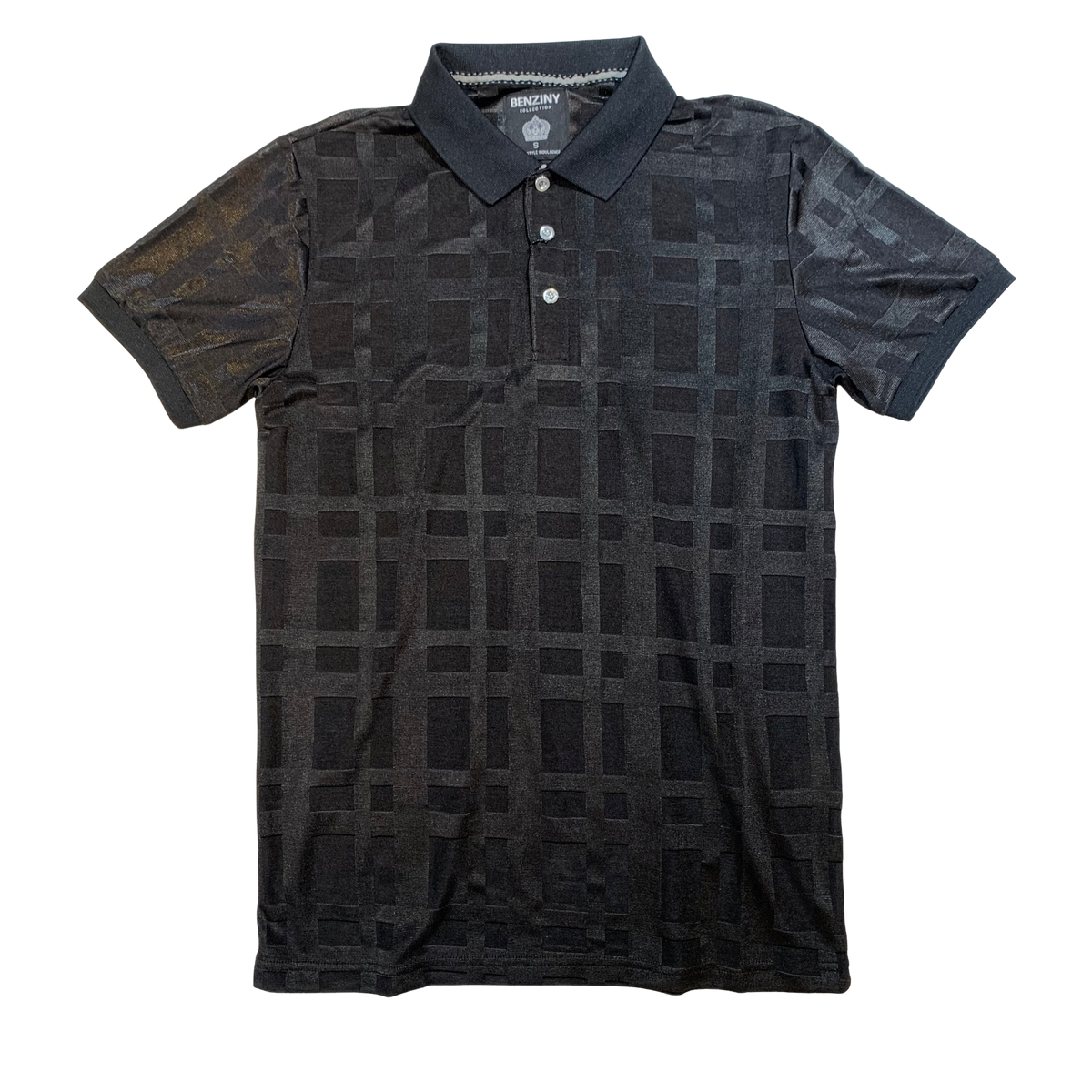 Benziny Black Grid Polo Shirt - Dudes Boutique