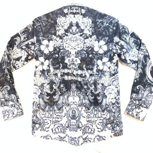 Vassari Black White Garden Button Up Shirt - Dudes Boutique