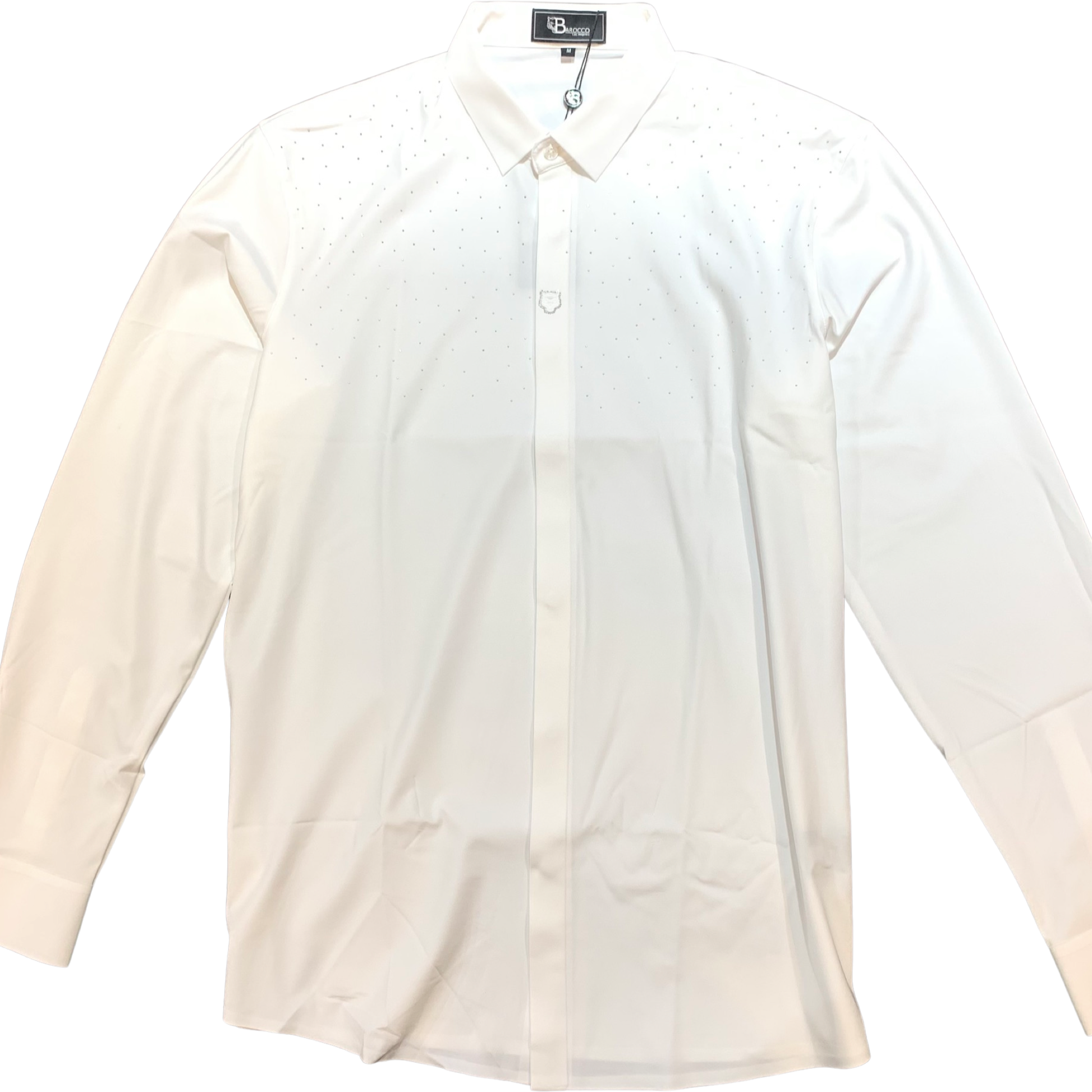 Barocco White Crystal Sparkle Button-Up Shirt - Dudes Boutique