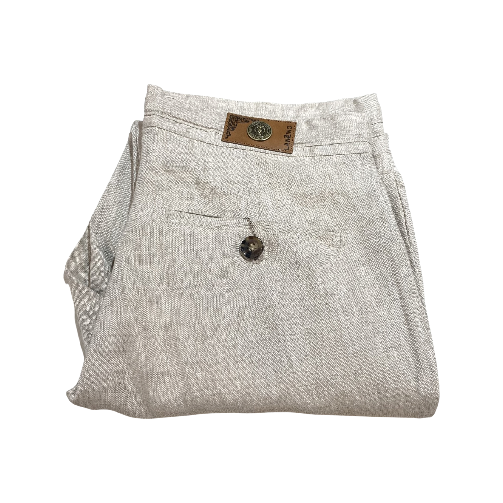 Lanzzino Natural Oatmeal Linen High-end Pants - Dudes Boutique