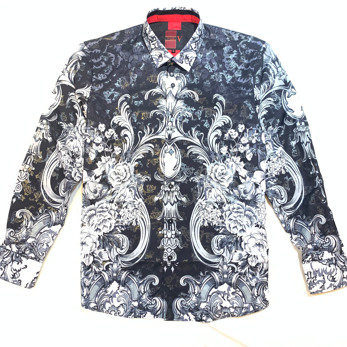 Vassari Black White Garden Button Up Shirt - Dudes Boutique
