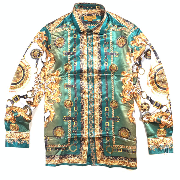 Prestige Green Gold Kingdom Button Up Shirt - Dudes Boutique