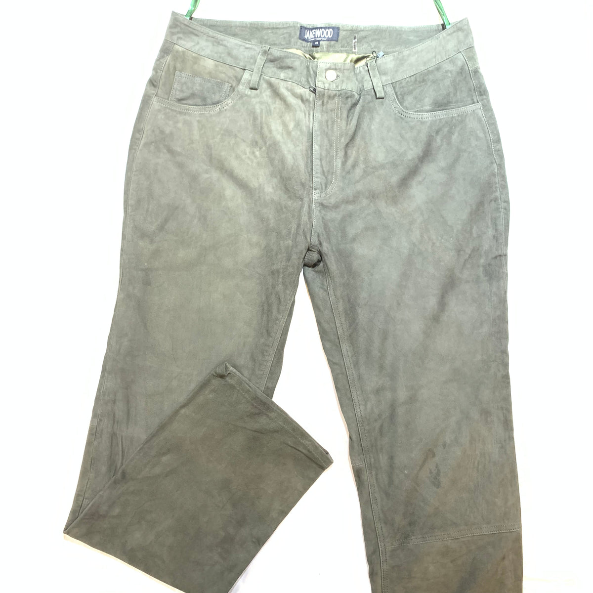 Kashani Men's Olive Green Suede Straight Cut Pants - Dudes Boutique