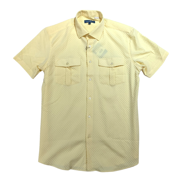 Lanzzino Canary Yellow Grid Button Up Shirt - Dudes Boutique
