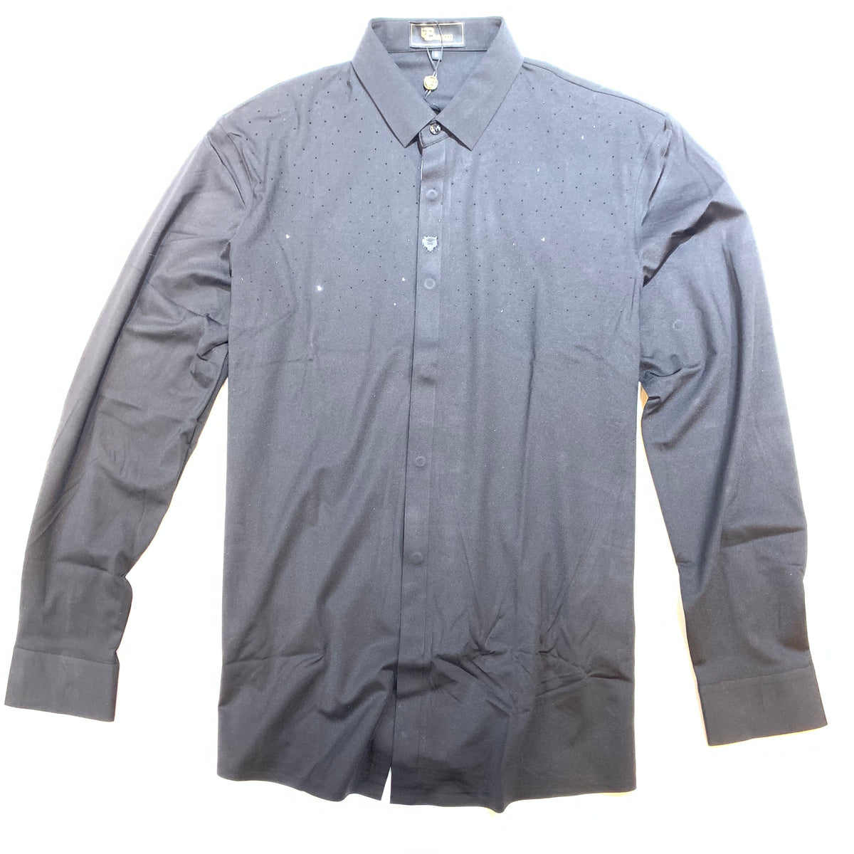 Barocco Black Crystal Sparkle Button-Up Shirt - Dudes Boutique