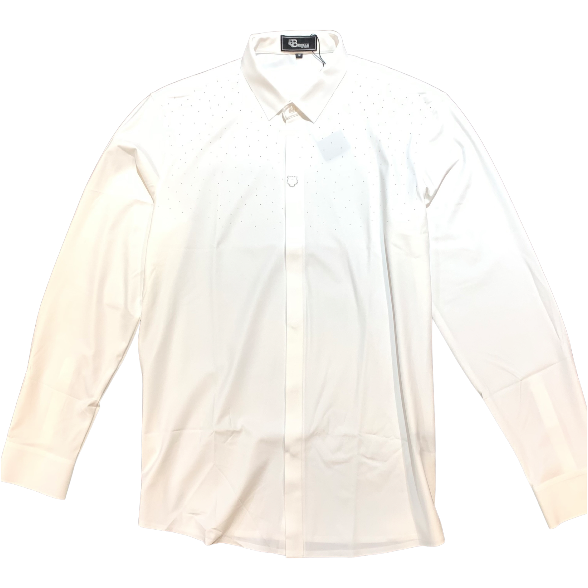 Barocco White Crystal Sparkle Button-Up Shirt - Dudes Boutique