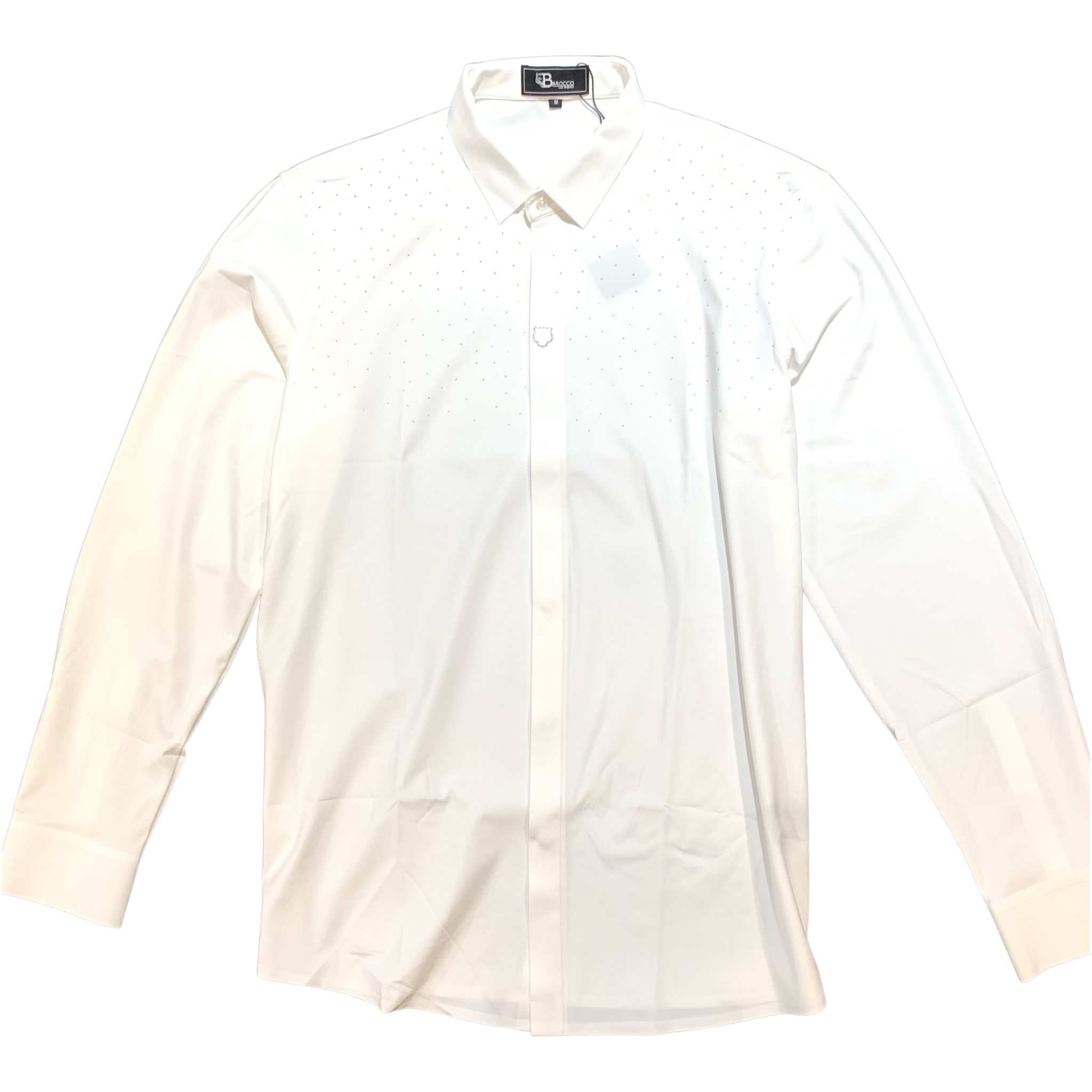 Barocco White Crystal Sparkle Button-Up Shirt - Dudes Boutique